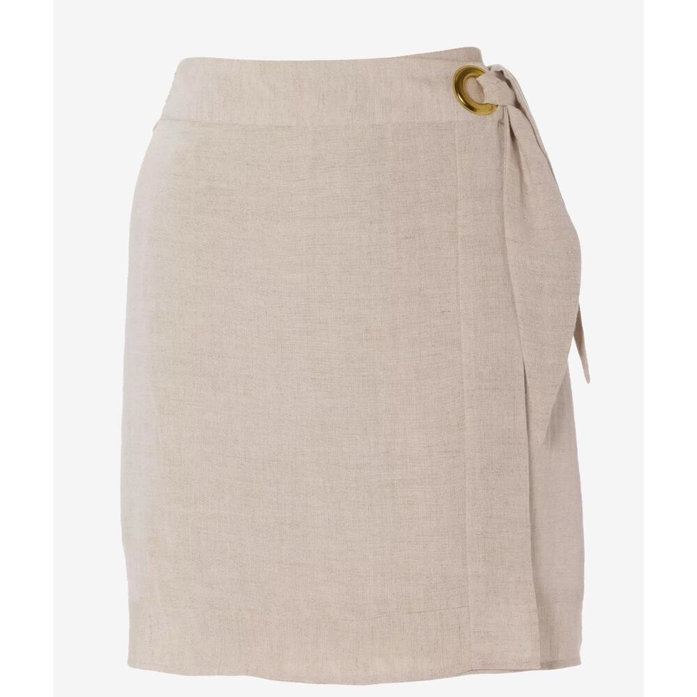 Boston Proper Linen Pull-On Wrap Skort Xl